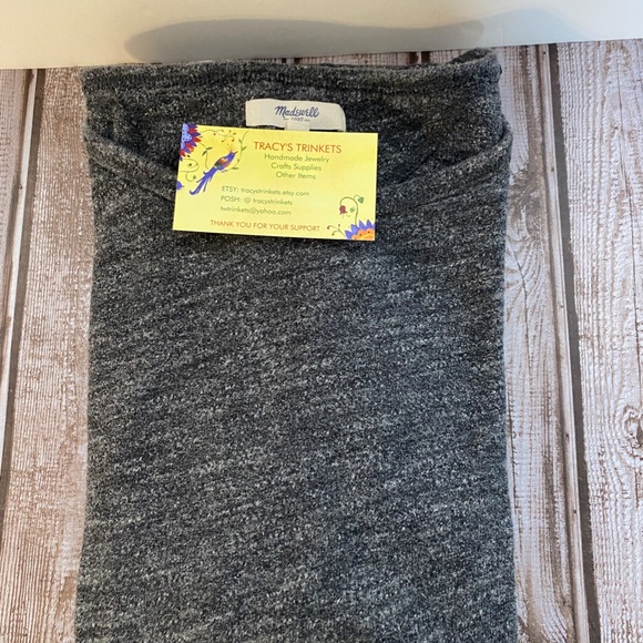 MADEWELL Pullover Top Grey Knit with Green Contrast Ribbon Accent Size S - Picture 8 of 8